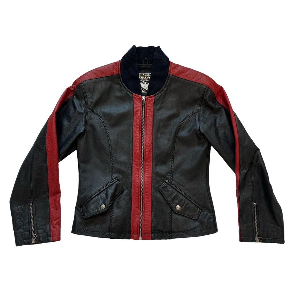 Vintage Parasuco black and red leather jacket